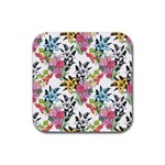 Summer flowers Rubber Coaster (Square)  Front