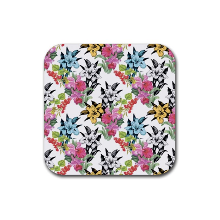 Summer flowers Rubber Coaster (Square) 