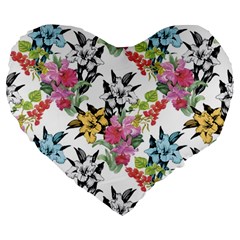 Summer Flowers Large 19  Premium Heart Shape Cushions by goljakoff