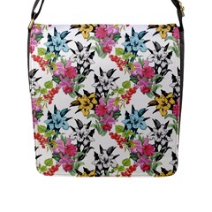 Summer Flowers Flap Closure Messenger Bag (l) by goljakoff