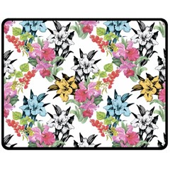 Summer Flowers Double Sided Fleece Blanket (medium)  by goljakoff