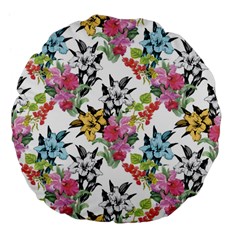 Summer Flowers Large 18  Premium Flano Round Cushions by goljakoff