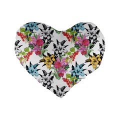 Summer Flowers Standard 16  Premium Flano Heart Shape Cushions by goljakoff