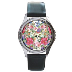 Beautiful Flowers Round Metal Watch by goljakoff