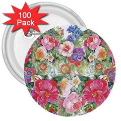 Beautiful Flowers 3  Buttons (100 Pack)  by goljakoff