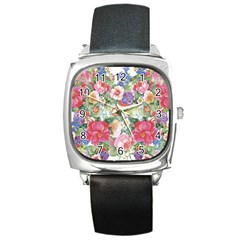 Beautiful Flowers Square Metal Watch by goljakoff