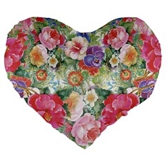 Beautiful Flowers Large 19  Premium Heart Shape Cushions by goljakoff