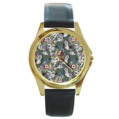 Garden Round Gold Metal Watch by goljakoff