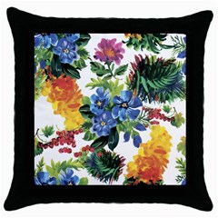 Flowers Throw Pillow Case (black) by goljakoff