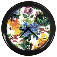 Flowers Wall Clock (black) by goljakoff