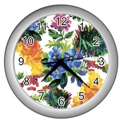 Flowers Wall Clock (silver) by goljakoff