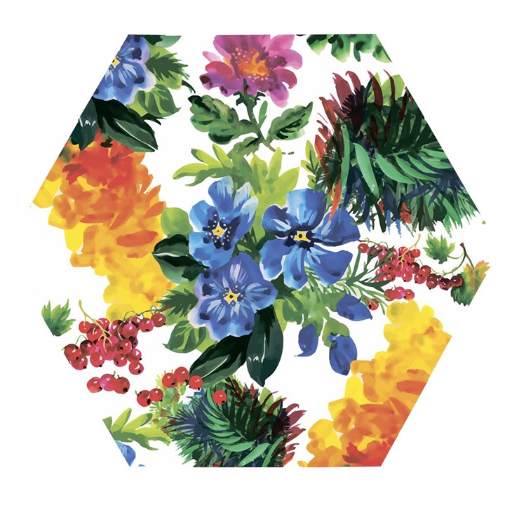 Flowers Wooden Puzzle Hexagon