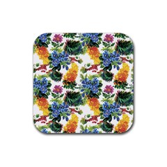 Flowers Pattern Rubber Coaster (square)  by goljakoff