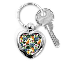 Flowers Pattern Key Chain (heart) by goljakoff