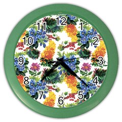 Flowers Pattern Color Wall Clock by goljakoff