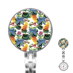 Flowers Pattern Stainless Steel Nurses Watch by goljakoff