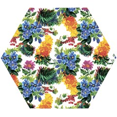 Flowers pattern Wooden Puzzle Hexagon