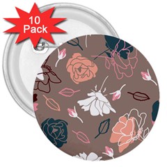 Rose -01 3  Buttons (10 Pack)  by LakenParkDesigns