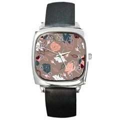 Rose -01 Square Metal Watch by LakenParkDesigns