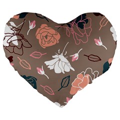 Rose -01 Large 19  Premium Flano Heart Shape Cushions by LakenParkDesigns