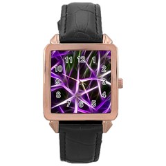 Neurons Brain Cells Imitation Rose Gold Leather Watch 