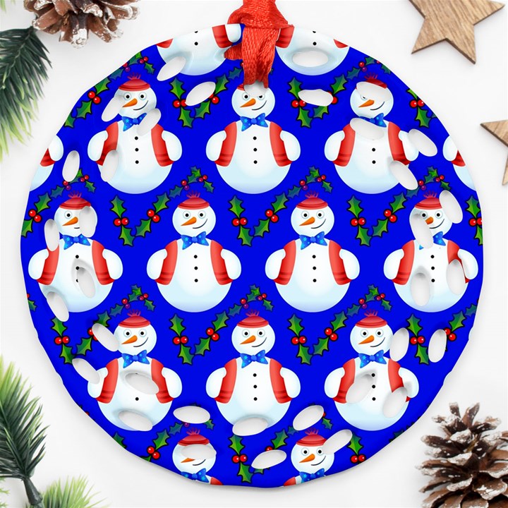 Seamless Snow Cool Round Filigree Ornament (Two Sides)