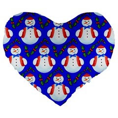 Seamless Snow Cool Large 19  Premium Flano Heart Shape Cushions by HermanTelo