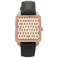 Gingerbread Men Rose Gold Leather Watch  by Mariart