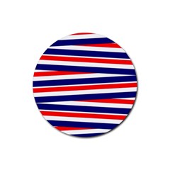 Patriotic Ribbons Rubber Round Coaster (4 Pack)  by Mariart