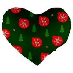 Christmas 001 Large 19  Premium Flano Heart Shape Cushions