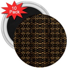 Luxury Golden Oriental Ornate Pattern 3  Magnets (10 Pack)  by dflcprintsclothing