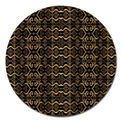 Luxury Golden Oriental Ornate Pattern Magnet 5  (round)