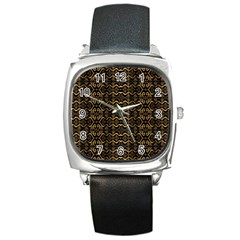 Luxury Golden Oriental Ornate Pattern Square Metal Watch by dflcprintsclothing