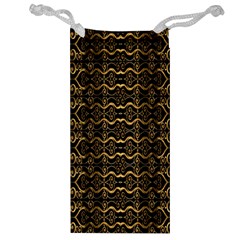 Luxury Golden Oriental Ornate Pattern Jewelry Bag by dflcprintsclothing