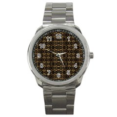 Luxury Golden Oriental Ornate Pattern Sport Metal Watch by dflcprintsclothing