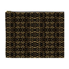 Luxury Golden Oriental Ornate Pattern Cosmetic Bag (xl) by dflcprintsclothing