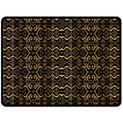 Luxury Golden Oriental Ornate Pattern Fleece Blanket (large)  by dflcprintsclothing