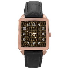 Luxury Golden Oriental Ornate Pattern Rose Gold Leather Watch  by dflcprintsclothing