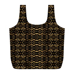 Luxury Golden Oriental Ornate Pattern Full Print Recycle Bag (l)