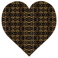 Luxury Golden Oriental Ornate Pattern Wooden Puzzle Heart by dflcprintsclothing