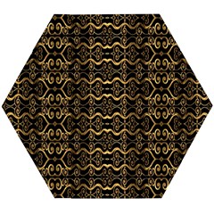 Luxury Golden Oriental Ornate Pattern Wooden Puzzle Hexagon by dflcprintsclothing