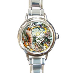 The Illustrated Alphabet - C - By Larenard Round Italian Charm Watch by LaRenard