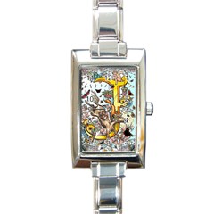 The Illustrated Alphabet - J - By Larenard Rectangle Italian Charm Watch by LaRenard