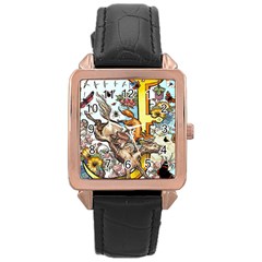 The Illustrated Alphabet - J - By Larenard Rose Gold Leather Watch  by LaRenard