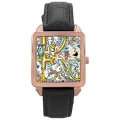 The Illustrated Alphabet - K - By Larenard Rose Gold Leather Watch  by LaRenard