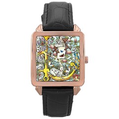 The Illustrated Alphabet - L - By Larenard Rose Gold Leather Watch  by LaRenard