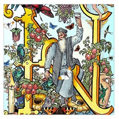 The Illustrated Alphabet - N - By Larenard Large Satin Scarf (square) by LaRenard