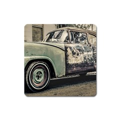 Abandoned Old Car Photo Square Magnet by dflcprintsclothing