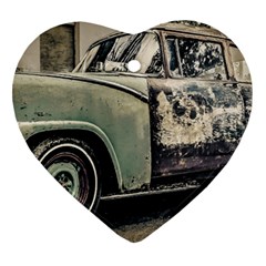 Abandoned Old Car Photo Heart Ornament (two Sides) by dflcprintsclothing