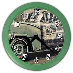 Abandoned Old Car Photo Color Wall Clock by dflcprintsclothing